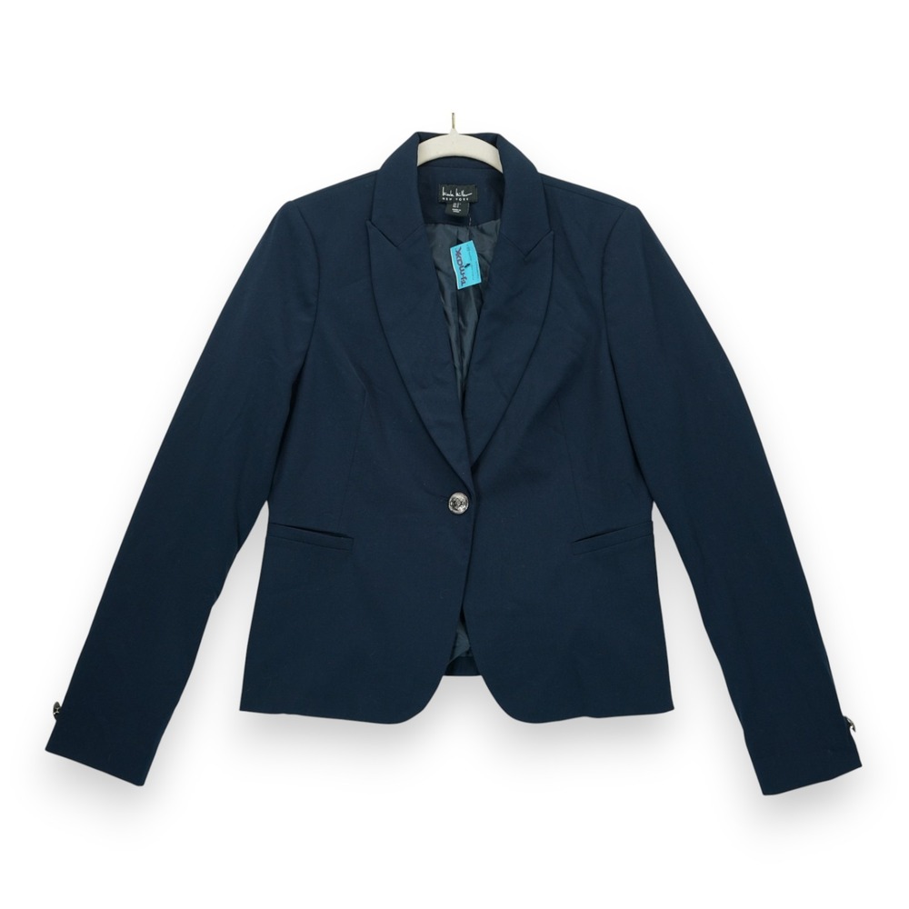 NWOT Nicole Miller‎ Women's Jacket Blazer Size Small Blue Navy One Button
